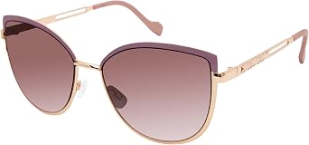 Jessica Simpson Womens Flush Lens, Metal, Chic, Refined Metal, Elegant Cat Eye Sunglasses with UV400 Protection