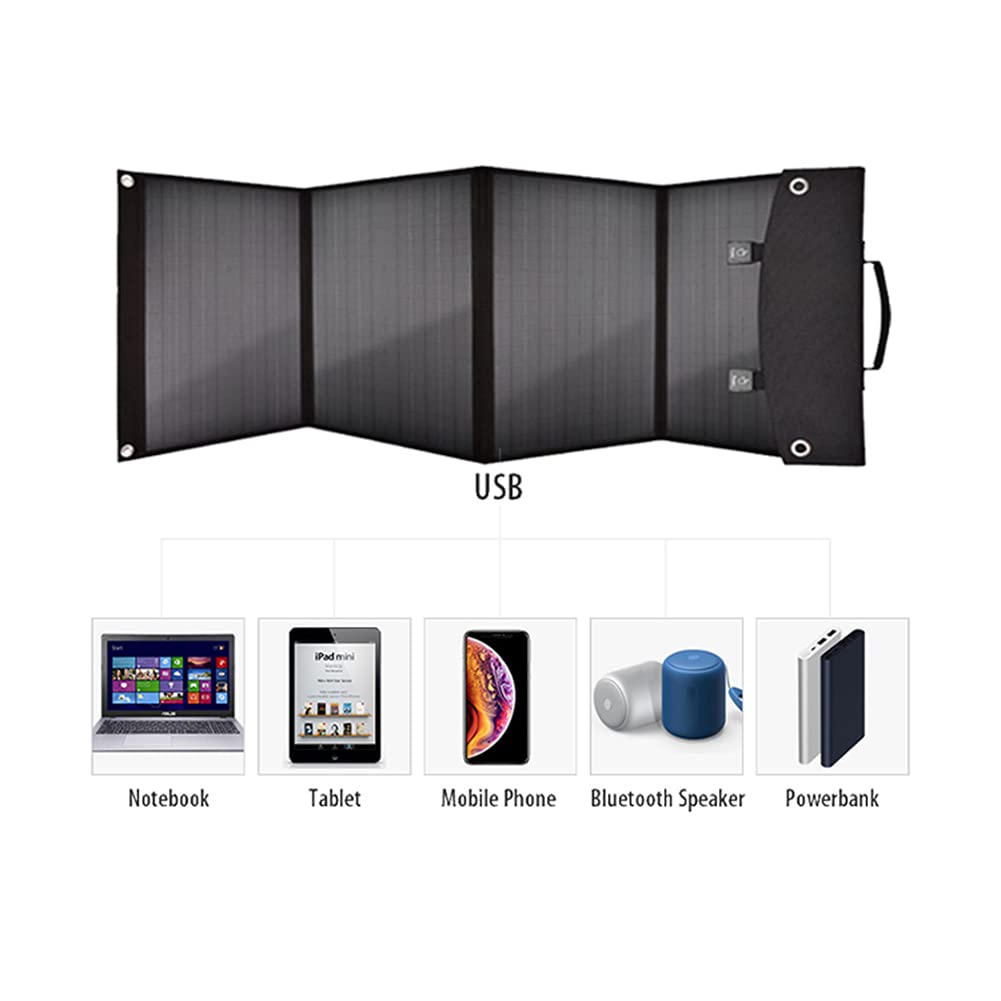 Caricabatterie a Pannelli solari 100W Pieghevole Caricabatterie Solar Solar Cells Plate Bank con DC 12-18V Porti di Uscita USB USB 3.0 per la Batteria per Auto Laptop della Centrale elettrica