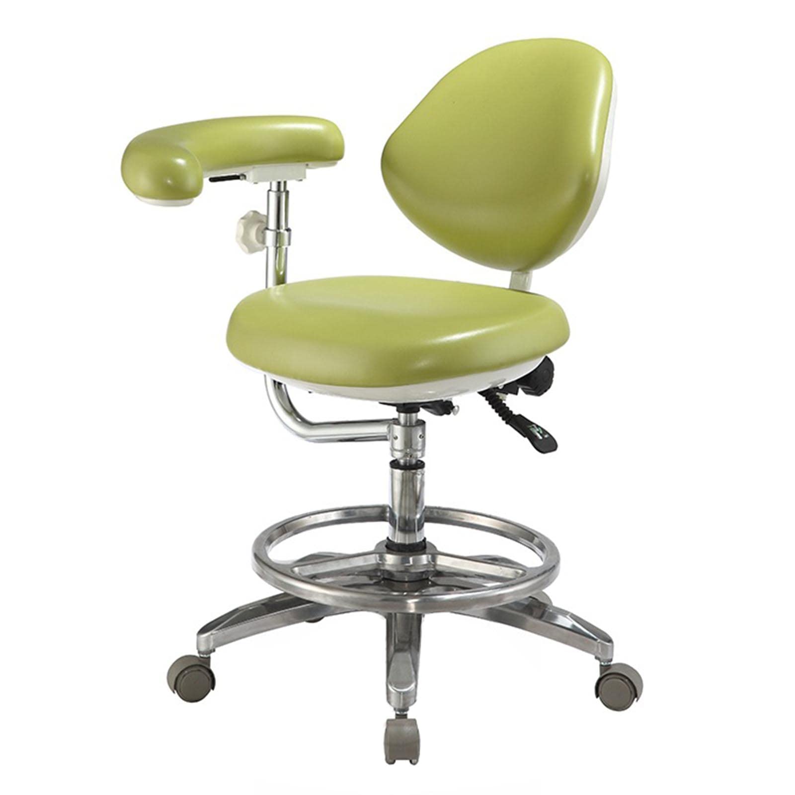 HYDTGZ Dental Mobile Chair Dentist's Chair Doctor's Stool Import PU Leather with Backrest And Armrest Seat for Clinic, Dental, Shop, Lab Chair,Green
