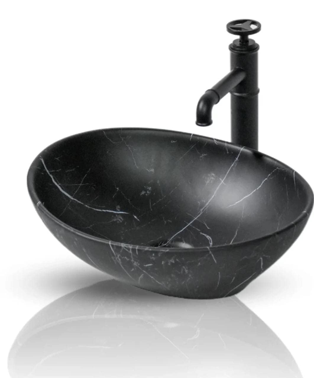 NEXIS Designer Ceramic Wash Basin For Bathroom | Over Counter Bathroom Basin | Counter Top Bathroom Sink | Wash Basin For Restaurant, Hotel (16 x 13 x 5 Inch) (Matte Black) 1