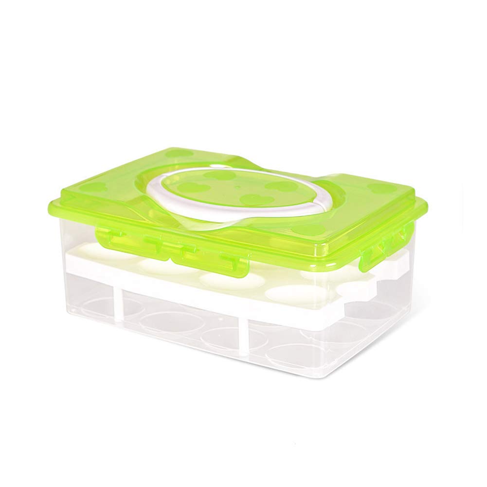 Agyvvt 2-Tier Deviled Egg Container with Lid and Handle Removable Tray for Refrigerator Freezer Storage, Holds 24 Eggs Green