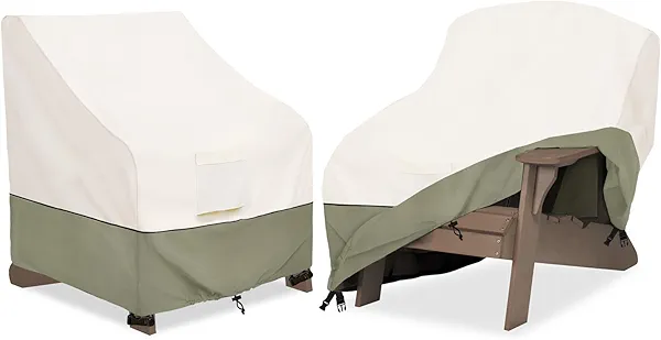 Waterproof 2 Pack Patio Adirondack Chair Cover for Outdoor Chair Size Up to 32W x 35D x 36H inch,Outdoor Lawn Patio Furniture Covers (Beige)