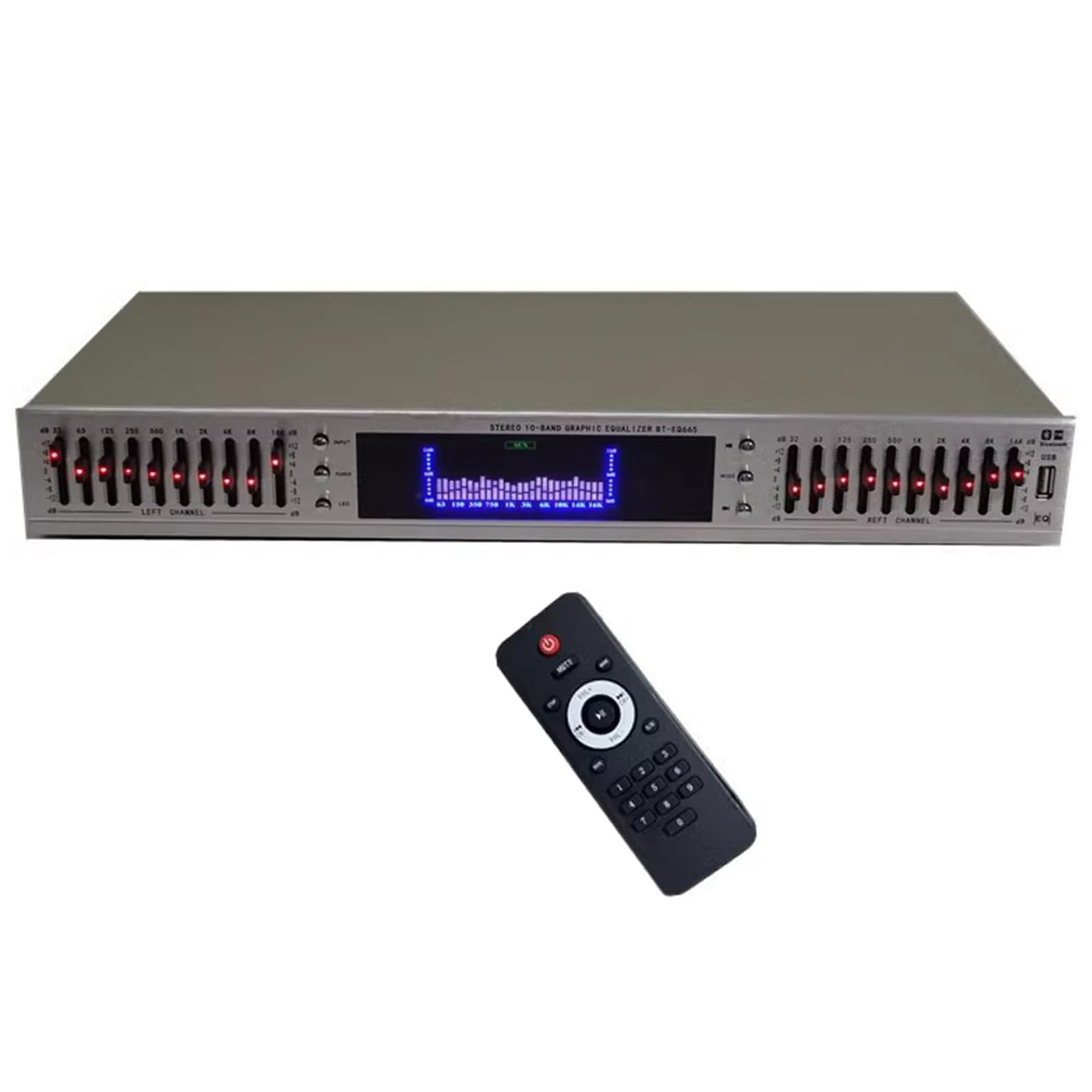 20-pasmowy Hifi Equalizer Audio, Cyfrowy Equalizer Z Efektami Graficznymi Z Pilotem, Wyświetlacz Spektrum Led, Wbudowany Bluetooth/usb, Do Studia Nagrań