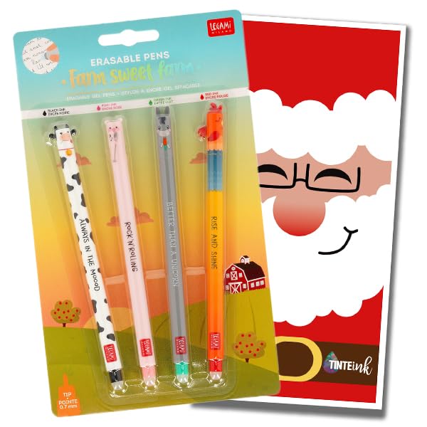 Legami Erasable Pens Bundle with Tinte Ink Envelope - (Santa Collection 5 (4 Pens))