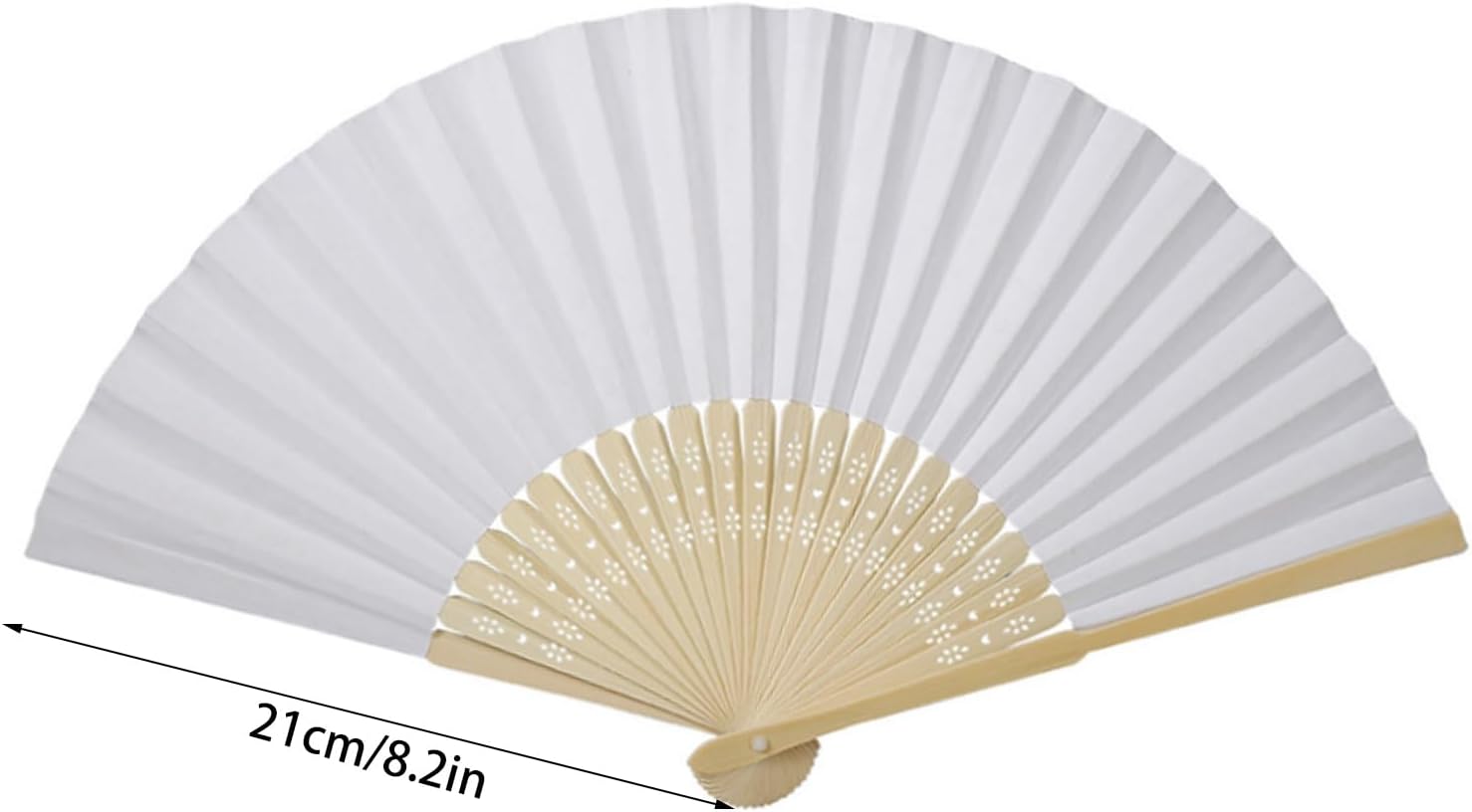 Decorative Folding Paper Fan, Elegant Handheld Fan with Rib for Wedding, Festival, Party, Performance