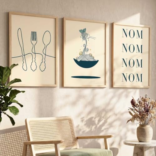 Image of HOTHOUSE Kitchen Wall Art poster With Frame For Living Room Bed Room Hotel Wall Decor Digital Reprint engineered wood Set of 3 (10X13 inch)