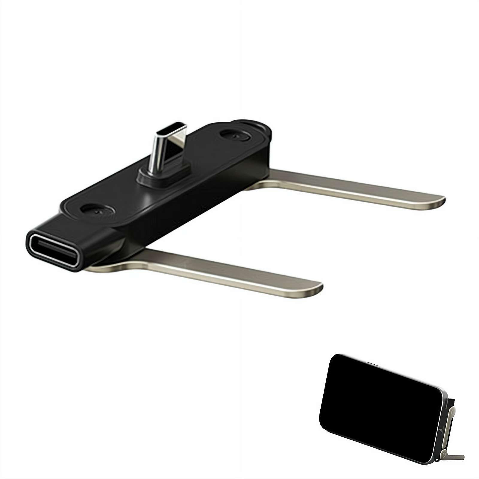 Invisible Phone Stand Charging Cable,240W Type C Multi Charger Cord with 360° Adjustable Stand,Detachable 2-in-1 Stand Adapter for Gaming,Office Desk,Car,Travel Essentials