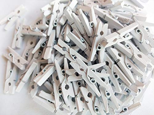 Mini Prendedor Pregador de Madeira Branco C/100 Unidades 25mm