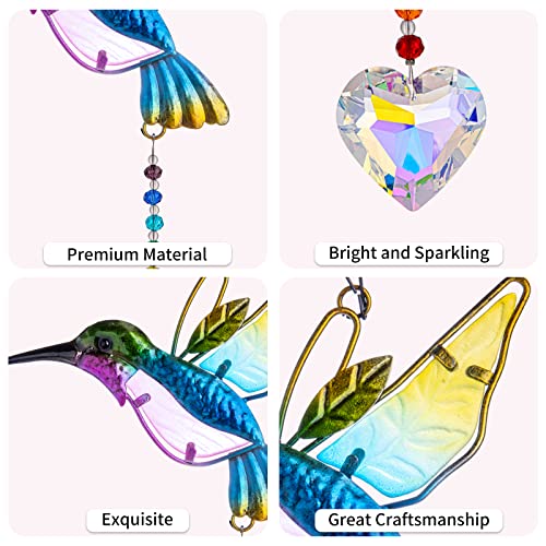 Stained Glass Bird Suncatcher With Crystal For Window, Hanging Prism For Garden Decoration, Glass Hummingbird Ornament Hangings, Sunlight Reflection Rainbow Maker, Handmade Beads Kits Gift For Adults #TOP5