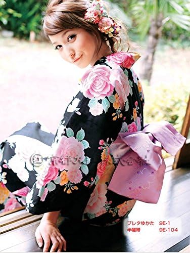 Amazon Co Jp ブランド浴衣 Viviモデル藤井リナ Lena Fujii 7点セット 浴衣 帯 下駄 巾着 小物 ブラック ローズ ファッション