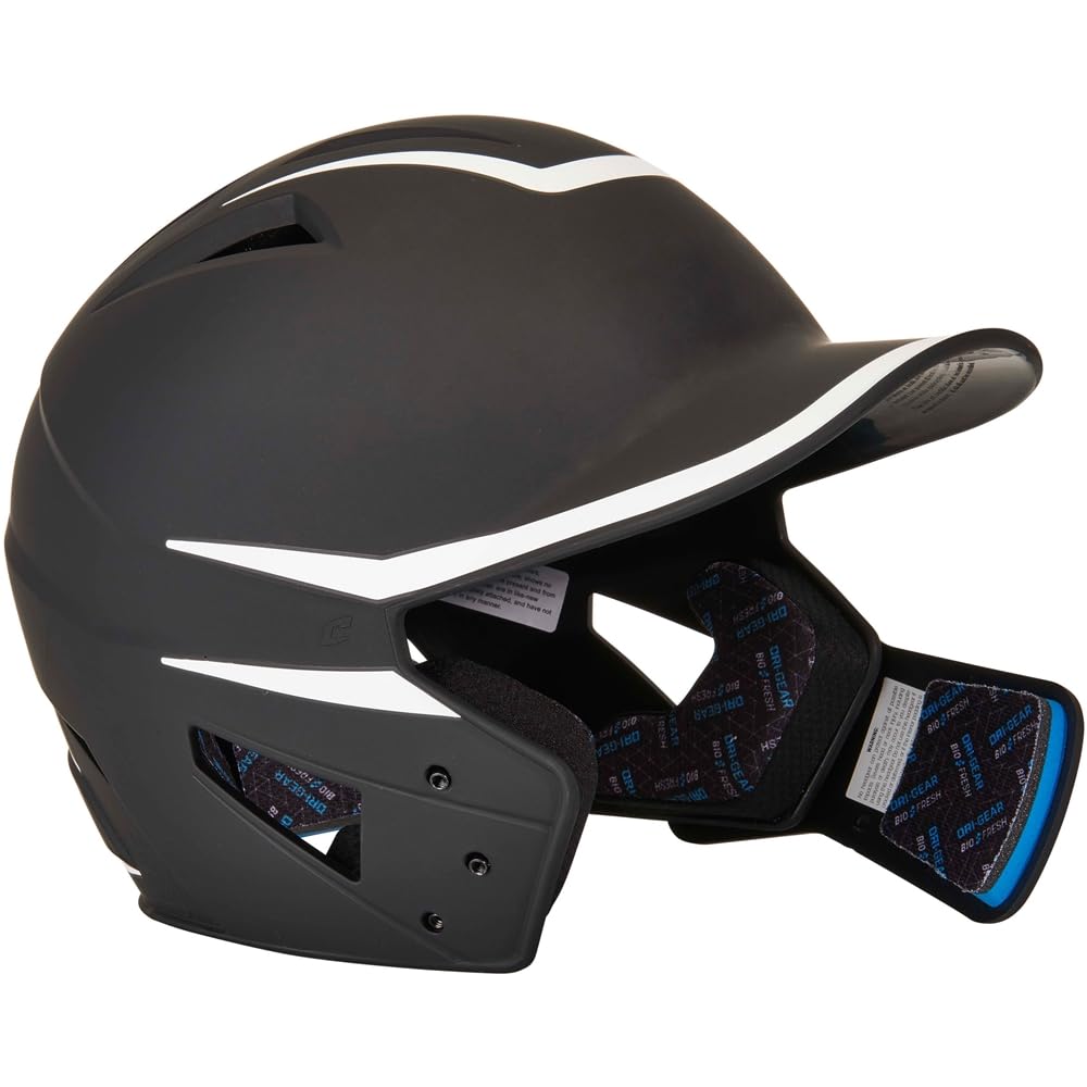 Casco de bateo CHAMPRO Hx Legend Plus para adulto con protector de mandíbula universal - HXM2JGBS, mayor, Negro, Blanco