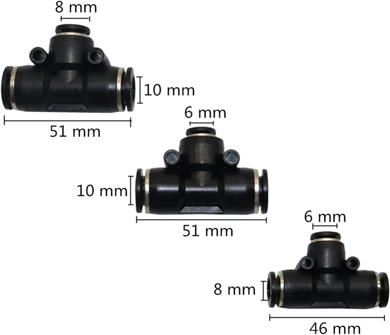 Garden Plumbing Reducing Tee Joint Pneumatic Sliding Lock Quick Coupling Garden Mist Cooling Air Pipe Hose Quick Coupling 20 Pcs (Color : 8mm to 6mm) Plumbing Fittings