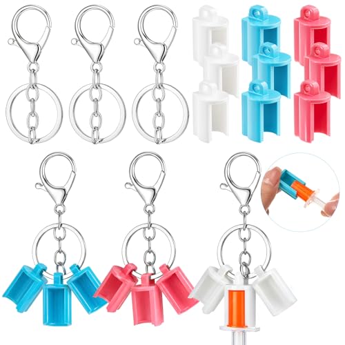 Highergo 9 Pack Syringe Holder for Syringe Medical Caps, with 3 Key Rings for Ems Nurses Paramedic Healthcare Syringes Socket Holder