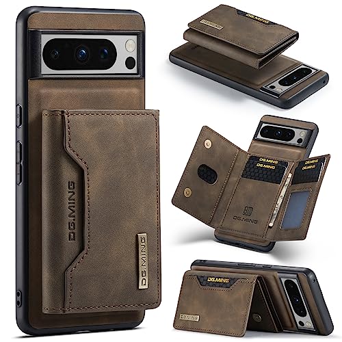Wallet Case for Google Pixel 8 Pro DG.MING Premium Leather Phone Case Back Cover Magnetic Detachable with Trifold Wallet Card Holder Pocket for Google Pixel 8 Pro (Coffee)