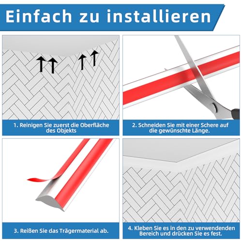 Flexible Zierleiste Selbstklebender Deckenleisten, TPE Dreieck Winkelleiste Zierleiste für Fliesenkanten Decken und Wandübergang, Weiß Abschlussleiste Küchenarbeitsplatte für Wandkanten (3M,19mm*13mm)