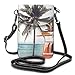 Produktbild Handy Geldbörse Crossbody Bunte Bus Palme Frauen Pu Leder Mode Handtasche mit verstellbaren Gurt