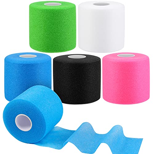 Aodaer 5 Pieces Foam Underwrap Bandage Athletic Foam Tape Pre Wrap Tape Cover Wrap Athletic Adhesive Elastic Sport Tape For Ankles Wrists Hands And Knees (2.75 Inch X 30 Yards, 5 Colors) #TOP26