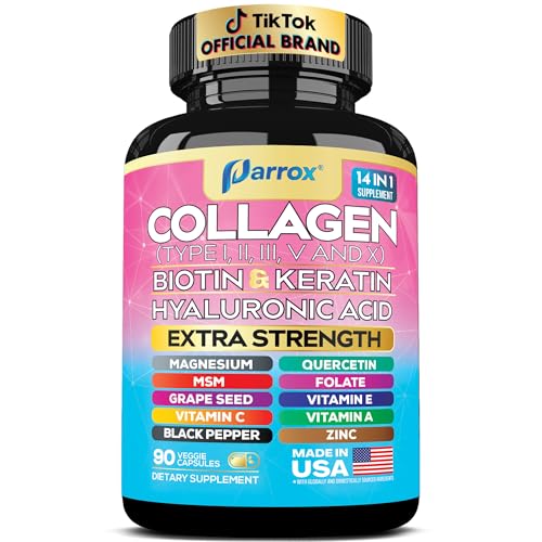 Collagen Peptides Types I II III V & X Biotin & Keratin 90 Capsules