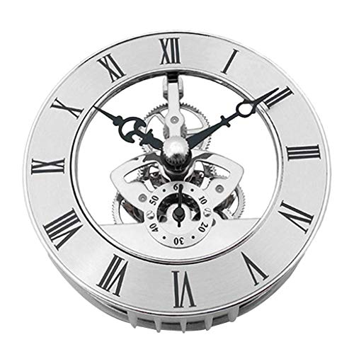 Vintage Skeleton Insert Clock Movement Quartz Battery Powered Fit Up Roman Numeral Dial - Silver, 86X24Mm Silver 86X24Mm #TOP5