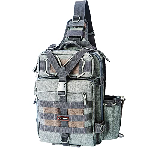 YVLEEN Fishing Tackle Backpack Storage Bag，Water-Resistant Fishing Backpack with Rod Holder，Fishing Gear Bag Gift for Men