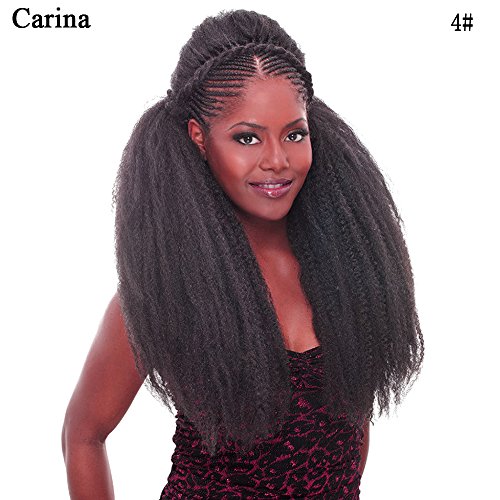 Carina 3 Bundles Afro Kinkys Curly Hair Extensions Long Marley Bulk Braiding Kinky Twist Braiding Hair For Women And Girl (18 inch, 4#)
