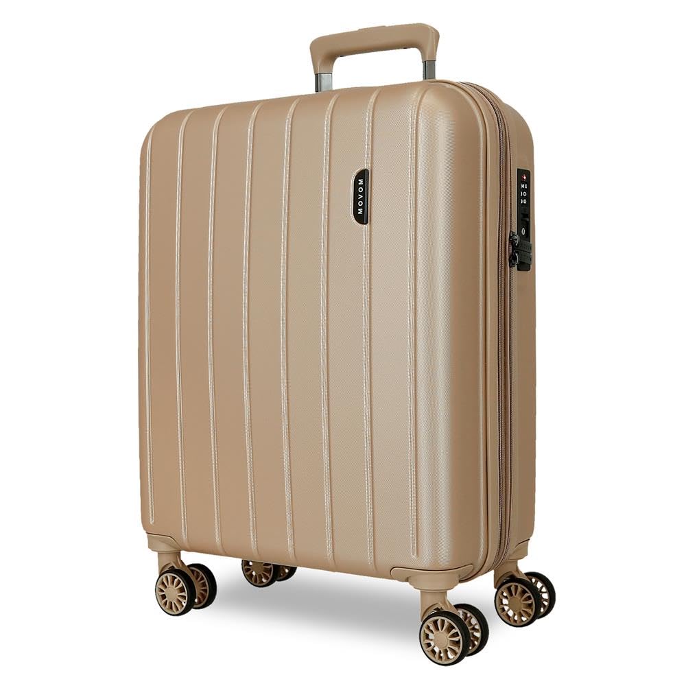 MOVOM Wood Maleta de cabina Rígida 4 Ruedas Dobles, Color Champagne