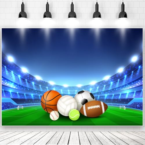Sports Theme Party Backdrop - Outdoor Football Field Backdrop for Basketball, Baseball & Football Themed Party Decorations Photography Background (6x4ft) by Mivor - Used condition - US$7.55