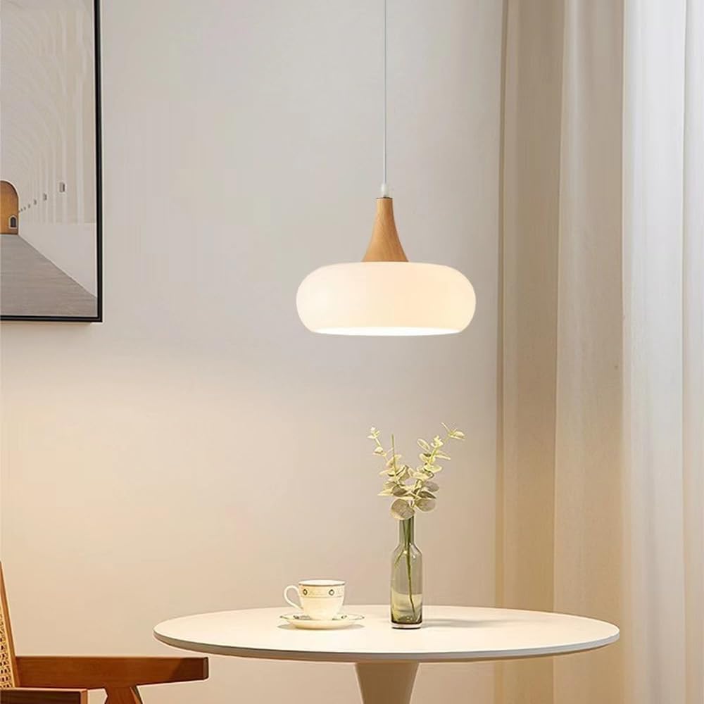 Vintage Japanese Milk Glass Kitchen Island Light Minimalist Orange Bedroom Hanging Lamp Nordic Creativity Table Chandelier for Dining Living Room Rural/White