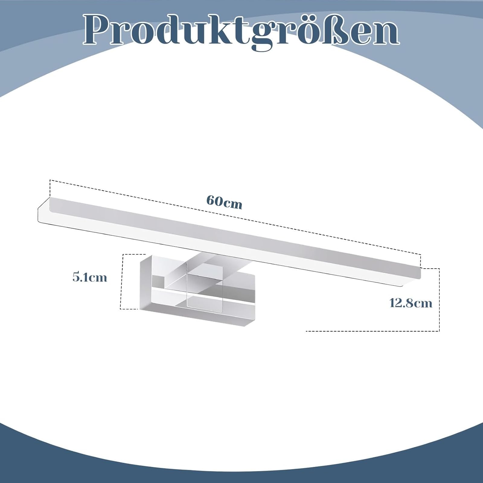 Spiegelleuchte Bad Led Spiegellampe - 12W Wandlampe Badezimmer Lampe | Neutralweiße Lichtfarbe 4000K Spiegel Wandleuchte 60cm Modern Chrom Badlampe Spiegelschrank Beleuchtung