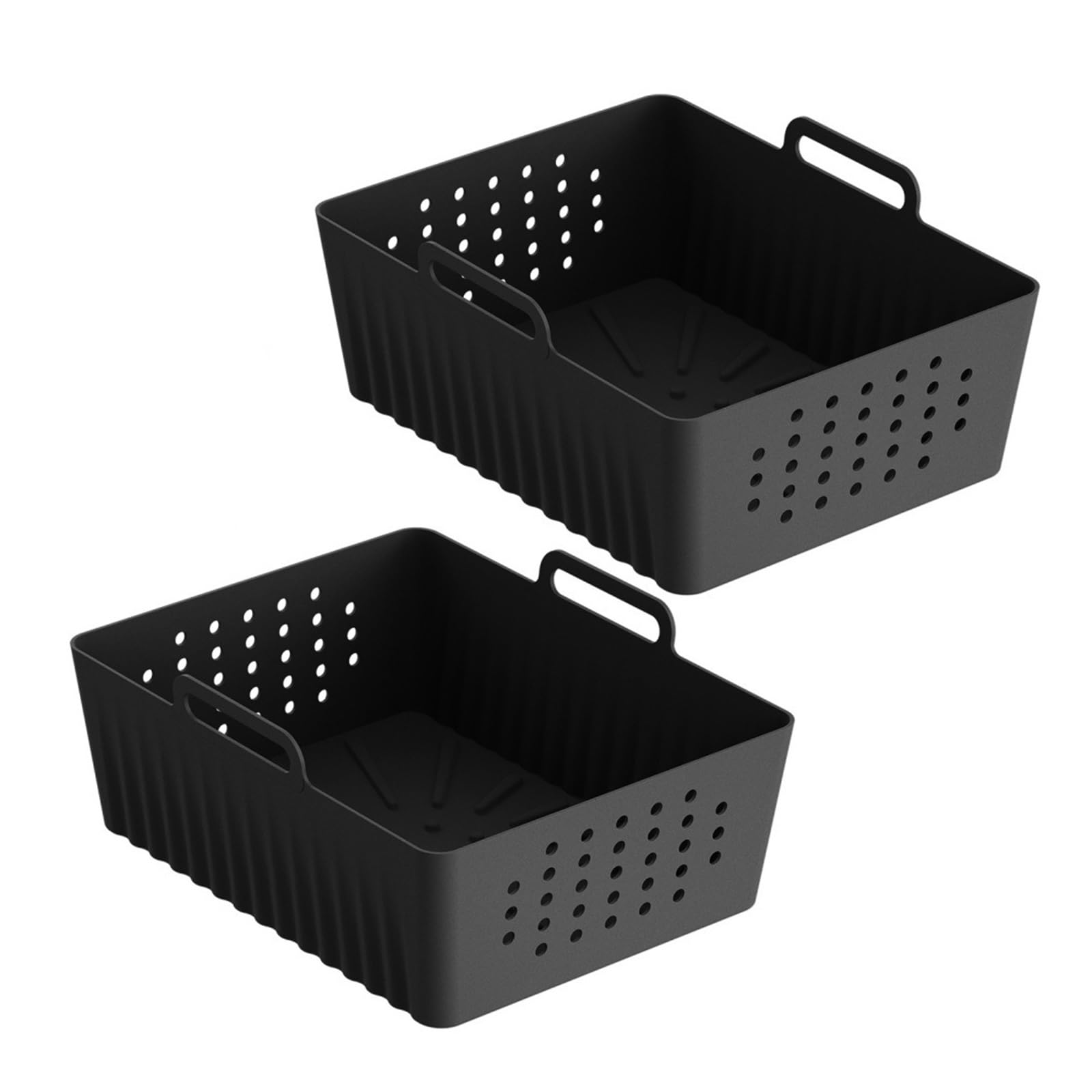 Generisch Luftfritteuse, perforierte Silikoneinlagen for SL400UK/SL401, Korb, antihaftbeschichtet, wiederverwendbar, rechteckig, XL-Backform(2pcs)