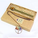 MagickRings Natural Semi-Precious Stone Retro Bookmark Tiger Eye Stone Jewelry Ruler 7 Chakra Tree...