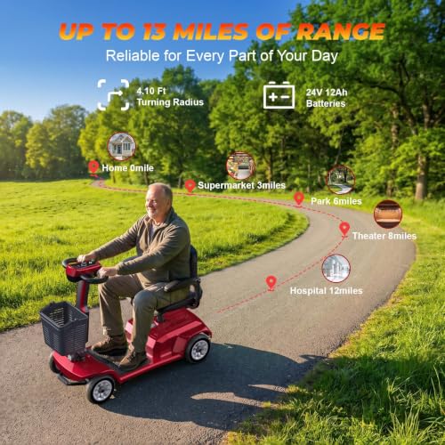 Image of Movcan X-02 4 Wheel Electric Mobility Scooter,Foldable Mobility Scooter for Adults & Seniors,419 LB Heavy Duty,13 Mile Range,360 Swivel Seat,Electromagnetic Brake,Storage Baskets,Indoor & Outdoor Use