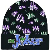 DC Comics The Joker Beanie Hat, Acrylic Adult Winter Knit Cap for Men and Women, Black, One Size