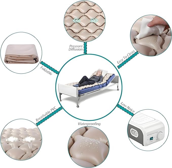 Image of MCP Healthcare Anti Decubitus Bubble Air Mattress for Patients Bed Sore | Inflatable Patients | Helps in Prevention of Bed Sores Anti Bedsore Mattress Pad (Brown)