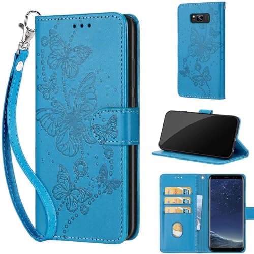 Phone Case for Samsung Galaxy S8 Case, with Card Slots Kickstand Magnetic Closure Premium PU Leather Wallet Flip Case compatible Samsung Galaxy S8 Cube-Rose Gold