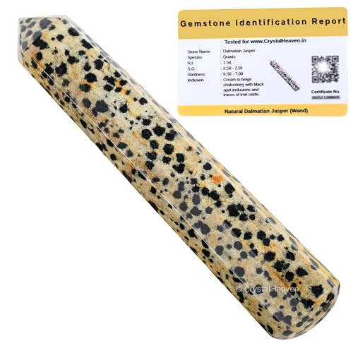 Image of Dalmatian Jasper Crystal Wand - Pointed Crystal Wand for Energy Healing, Chakra Balancing, Meditation and Home Decor - Crystals and Healing Stones for Gift