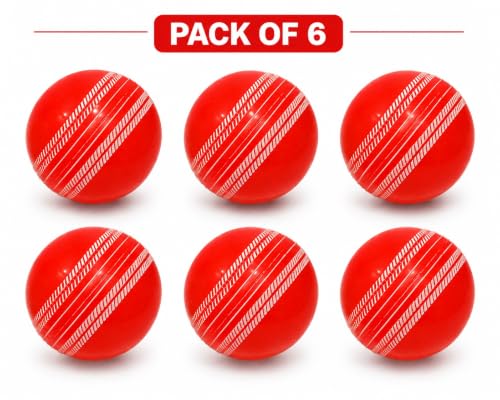 Image of I-10 Rubber Cricket Ball for Practice and Training | Synthetic Rubber Cricket Ball | High Bounce Cricket Practice Ball | Indoor Outdoor Use | Durable Cricket Coaching Ball | 110-120 g | Pack of 6