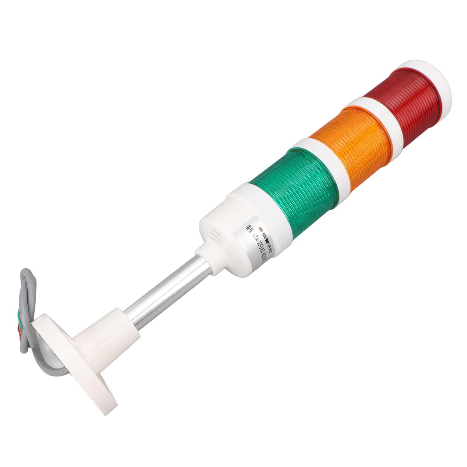 Produktbild von LED-Signalturm Stapelleuchte 220V – Mit Lautem Summer, Transparentem Lampenschirm, Wasserdicht, Für Maschinen & Andon-Systeme