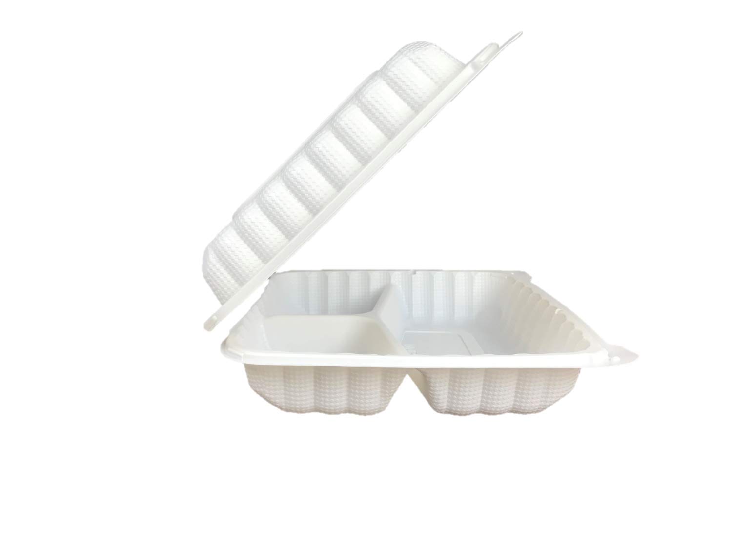 Maple Trade TFPP Clamshell MB93 8.5 x 8.5 Inches 3-Compartment to Go Containers (120 Pack)