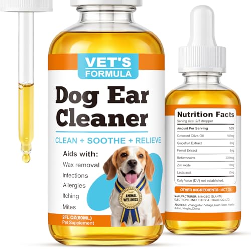 MNQAXZ Dog Ear Cleaner and Infection Treatment Natural Ear Drops for Dogs Gentle Relief for Itching Irritation Wax Build-Up & Infections Safe Ear Cleaning Solution for All Breeds & Ages