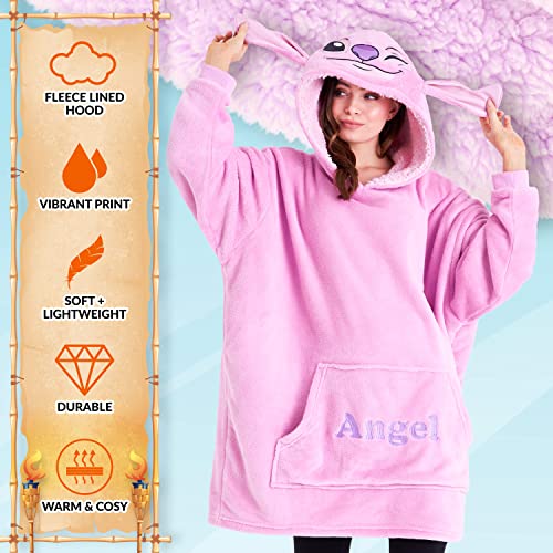 Miniatura 4 de Disney Stitch Sudadera Mujer - Sudadera Manta Con Capucha De Forro Polar, Talla Única, Oversize - Regalos Para Mujer Rosa Ángel