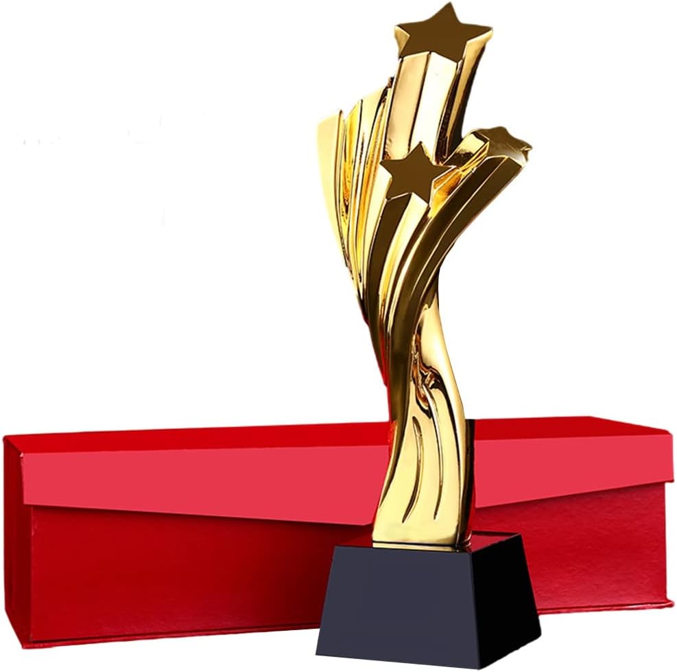 Medal Trophies, Awards Golden Five-Pointed Star Trophy Film Festival Awards Prizes Competition Trophy Stage Annual Trophy Nice Packing Color : Gold,