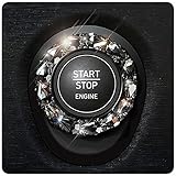 Blinglife Car Engine Start Stop Button Cover, Shiny Crystal Rhinestone Cover Protection Ring,Black Bling Accessories, Accessories for Wowen (Black gem), outer ring 1.65inch inner 1.25inch