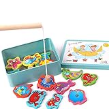 ahanzhu Kinder angeln Spaß interaktives Spielzeug Kinder angeln Spielzeug magnetische Spiele Holzspielzeug Angelspiele
