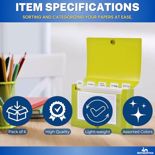 Estuche para tarjetas de índice de 3 x 5 1InTheOffice contra extravío de notas pack de 6 7