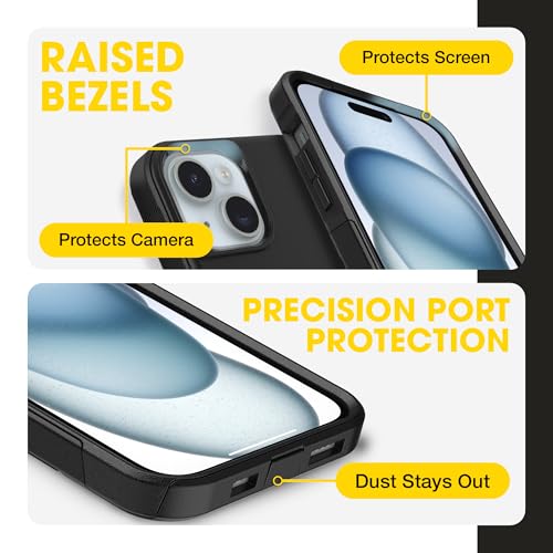 Image of OtterBox iPhone 15 Plus /14 Plus Commuter Series MagSafe Case - Black | 3X MIL Drop Protection - Dual-Layer Shockproof Design - Pocket-Friendly - Raised Edges - Port Covers - Non-Retail Packaging