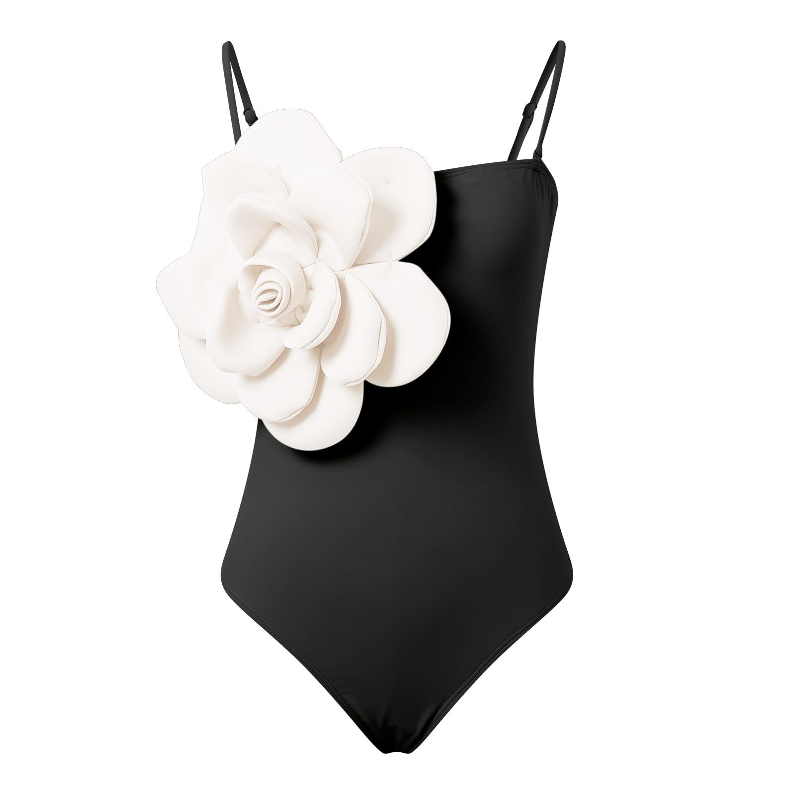 Bañador Mujer Reductores Vientre Plano, Traje de baño y Pareo con Tirantes Desmontables y Flores 3D Hechas a Mano