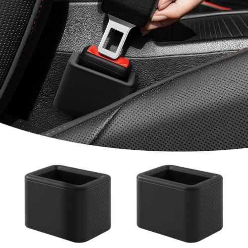 Image of 2 PCS Seat Belt Buckle Holder, Silicone Seatbelt Buckle Booster to Makes Receptacle Stand Upright for Easy Access (Black)