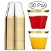 Produktbild 250ml Durchsichtige Plastikbecher, 50 Stück Tumbler Party Cups Mit Goldrand, Einweghochzeits-Cups