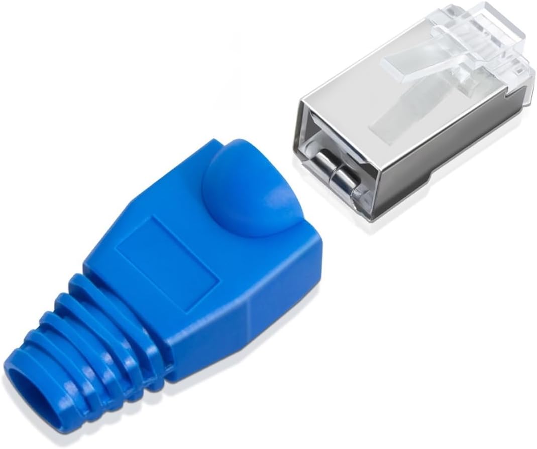 50PCS RJ45 Cat6 CAT5E Shielded Straight Connector and Strain Relief Boot Plated 8P8C RJ45 Modular(Shielded)